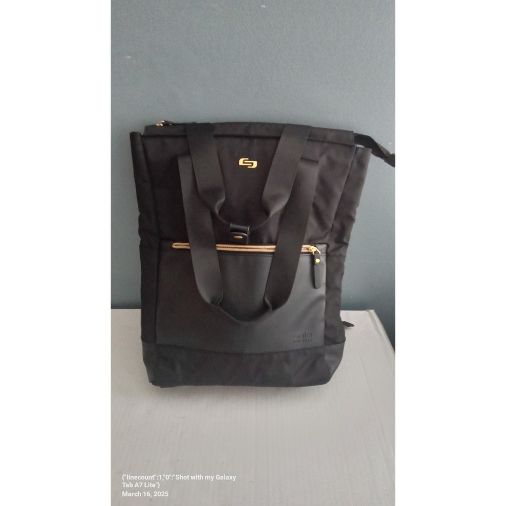 Solo New York Tote Backpack Convertible Laptop Bag Black Travel Carry On